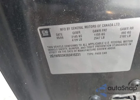 2006 Chevrolet Impala Ls from USA, damaged, VIN 2G1WB55K069416231